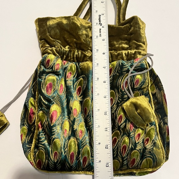J&X NY Peacock Handbag Vintage Drawstring Green Soft - Picture 10 of 10